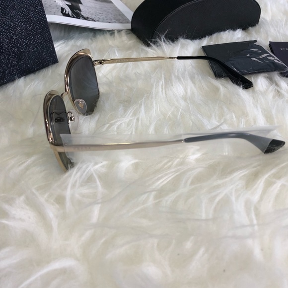 NWT Prada Square Catwalk Sunglasses Gold/Burgundy - Picture 5 of 8